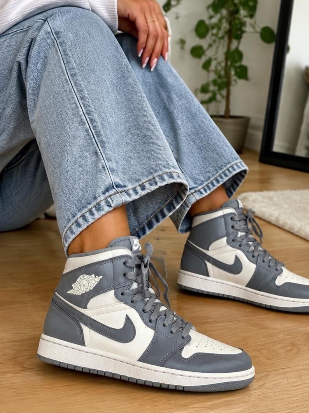 Nike Women’s High-Top Sneakers in White and Gray